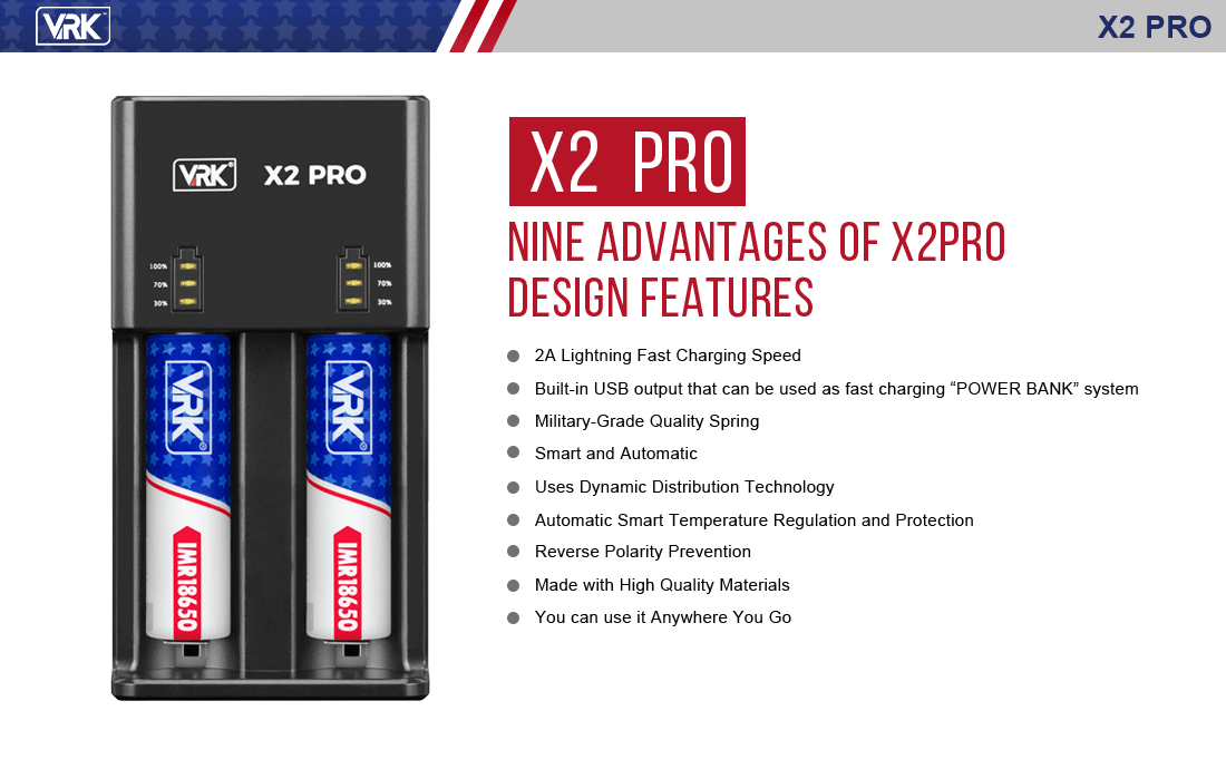 1x vrk x2 pro charger 1x power cord 1x vrk pouch 1x manual